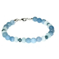 Blue Beaded Jade and Crystal Bracelet
