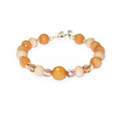 Peach Beaded Bracelet with Jade Beads