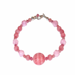Pink Rhodochrosite and Jade Bracelet