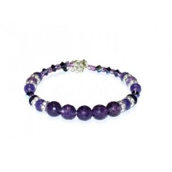 Dark Purple Semi-Precious and Crystal Bracelet