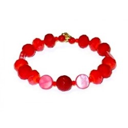 Red Bracelet with Jade Center Bead