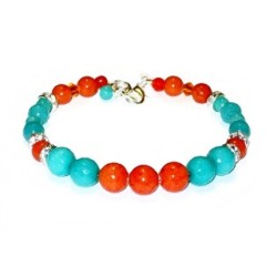 Teal and Orange Semi-Precious Bridesmaid Bracelet