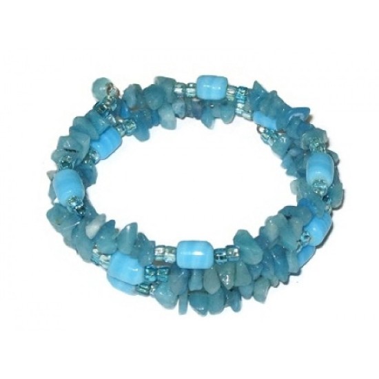 Turquoise Jade Chip and Czech Glass Wrap Bracelet