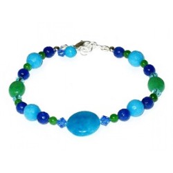 Turquoise, Cobalt Blue, Green and Sky Blue Semi-Precious Bracelet