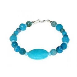 Tuquoise, Sky Blue and Aqua Agate Beaded Bracelet
