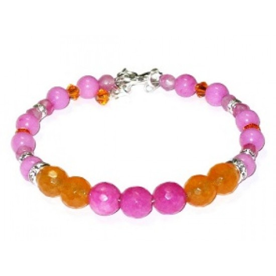Hot Pink and Orange Semi-Precious Bridesmaid Bracelet
