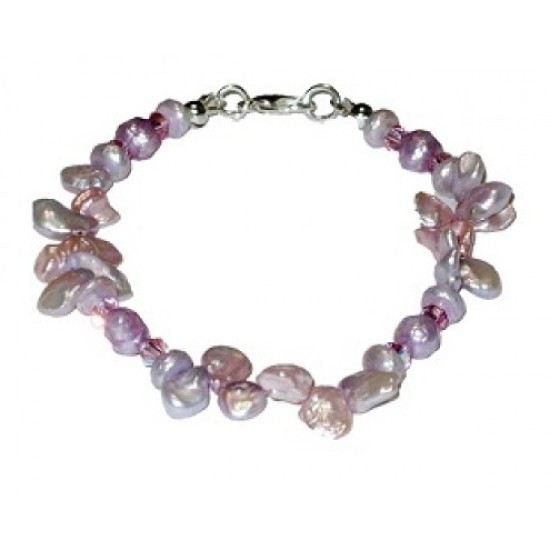 Lilac and Pink Keshi Pearl Bridal Bracelet 