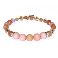 Peach Semi-Precious and Crystal Bridesmaid Bracelet 