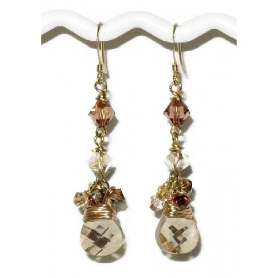Golden Shadow Crystal Dangle Earrings 