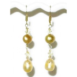 Yellow Pearl Dangle Bridesmaid Earrings