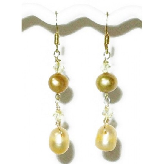 Yellow Pearl Dangle Bridesmaid Earrings