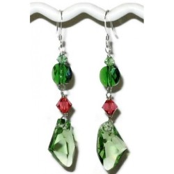 Green and Pink Padparadscha Crystal Earrings