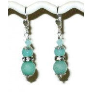 Mint Green and Seafoam Jade and Crystal Bridesmaid Earrings