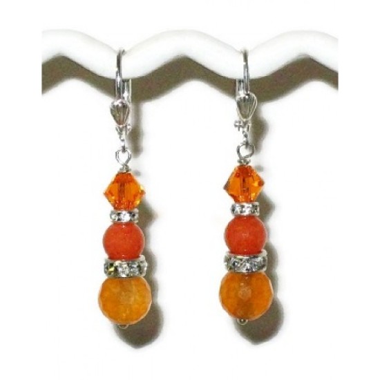 Orange Jade and Agate Bridesmaid Earrings