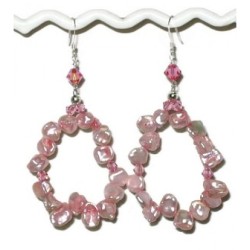 Pink Keshi Pearl Hoop Earrings 