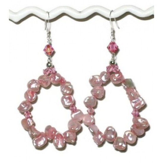Pink Keshi Pearl Hoop Earrings 