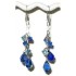 Sapphire and Aqua Crystal Earrings on Sterling Silver Chain