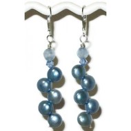 Slate Blue Dancing Pearl Bridesmaid Earrings