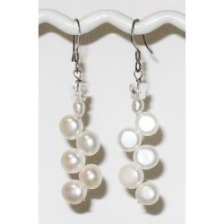 White Dancing Pearl Bridal Earrings 