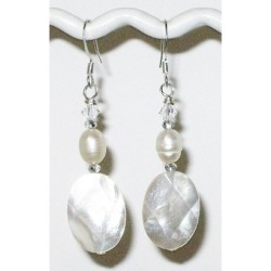 White Bridal Faceted Mother-of-Pearl Earrings