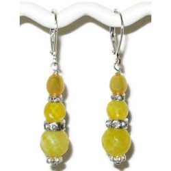Yellow Agate and Freshwater Pearl Bridesmaid Earrings 