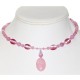 Pink Choker and Earring Set with Faceted Jade Pendant