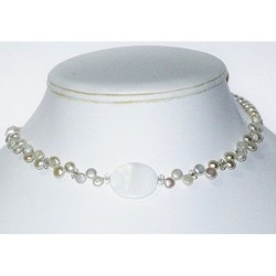 White Bridal Choker with Oval Center Piece 
