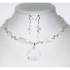 White Bridal Earrings and Choker with Mother-of-Pearl Flower Pendant