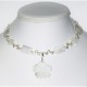 White Bridal Earrings and Choker with Mother-of-Pearl Flower Pendant