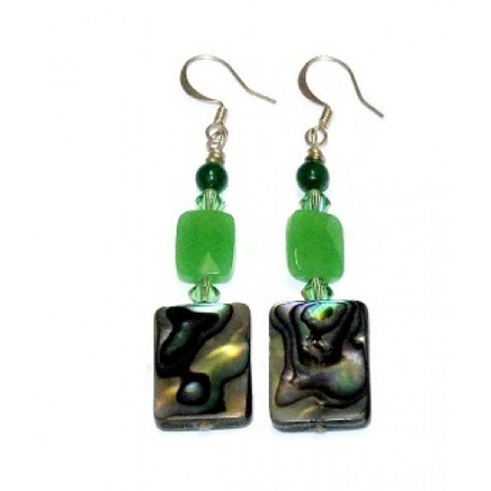 Green Choker and Earrings Set with Abalone and Jade