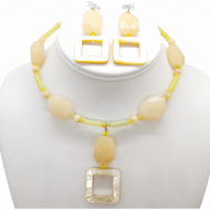 Banana Yellow Choker Set with Square Window Pendant