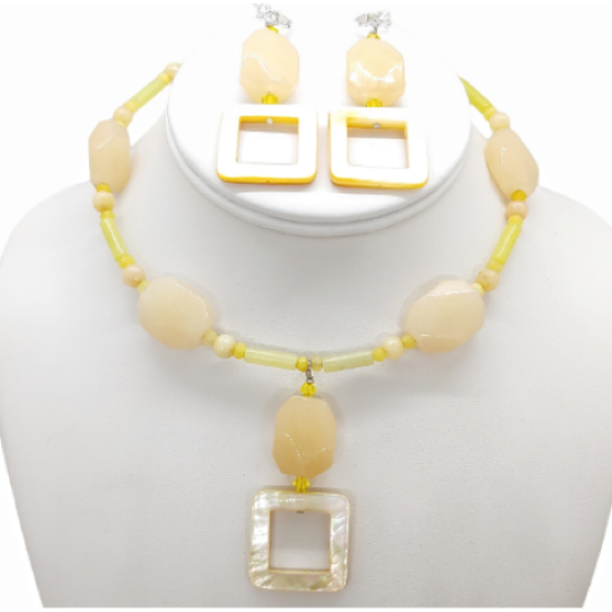 Banana Yellow Choker Set with Square Window Pendant