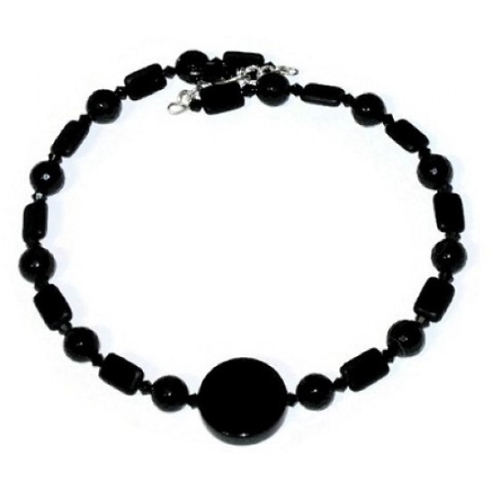 Black Onyx, Glass, and Crystal Choker Set