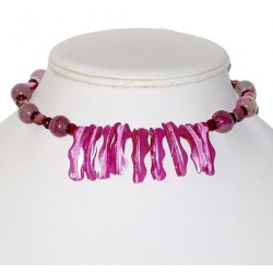 Fuchsia and Pink Mother-of-Pearl Stick Choker Set