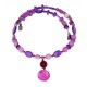 Fuchsia and Purple Mother-of-Pearl and Agate Choker and Earrings Set with Swarovski Crystals