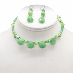 Apple Green Choker Set with Briolette Beads