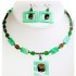 Green and Brown Tiger Eye Choker and Earring Set