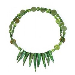 Green Mother-of-Pearl Spike Choker Set 