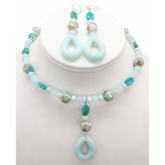 Light and Dark Green Amazonite Choker Set