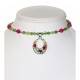 Green Fuchsia and Red Choker Set with Flowers
