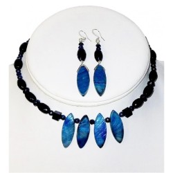 Navy Blue and Indigo Blue Choker and Earrings Set