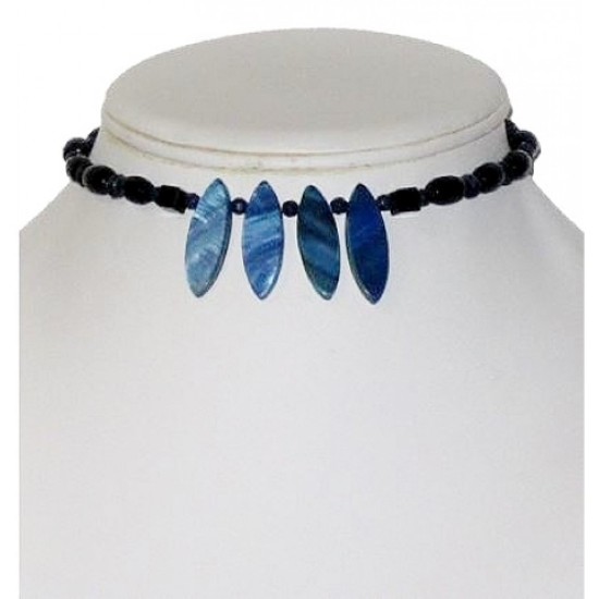 Navy Blue and Indigo Blue Choker and Earrings Set