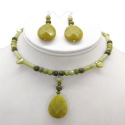 Olive Jade and Forest Green Choker Set 