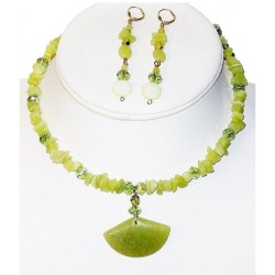 Olive Jade Choker and Earrings Set