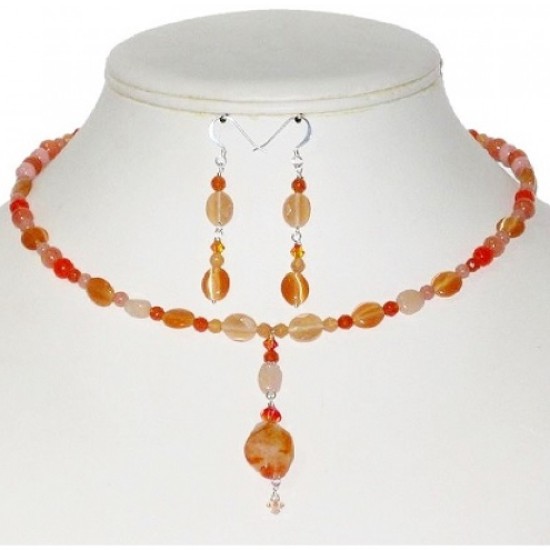 Orange, Salmon and Peach Earring and Choker Set