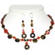  Tiger Eye and Orange Choker Set with Matching Earrings