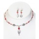 Rose and Grey Choker and Earring Set with Semi Precious Beads