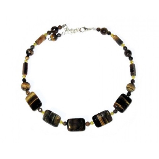 Choker and Earrings with Tiger Eye Rectangle Center