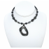  Black Onyx and Gray Zebra Jasper Choker with Drop Pendant