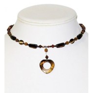 Brown Choker with Heart Pendant